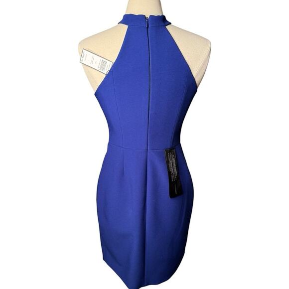 BCBGMAXAZRIA NEW Makenna Halter Dress Blue Asymmetrical Hem Size 8 Cocktail - Picture 9 of 11